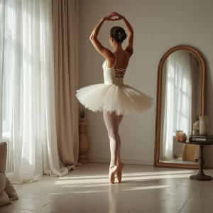 ballet training at home in front of mirror